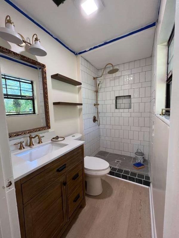Finish details in a bathroom renovation.